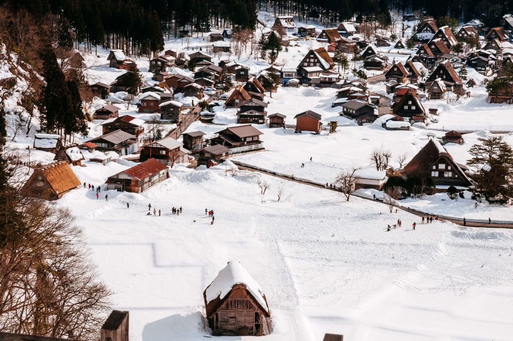 SHIRAKAWA, GIFU PREFECTURE, SHOGAWA RIVER VALLEY, JAPAN - 2017/03/02: View of Ogimachi village in Shirakawa-go. (Photo by Raquel Maria Carbonell Pagola/LightRocket via Getty Images)