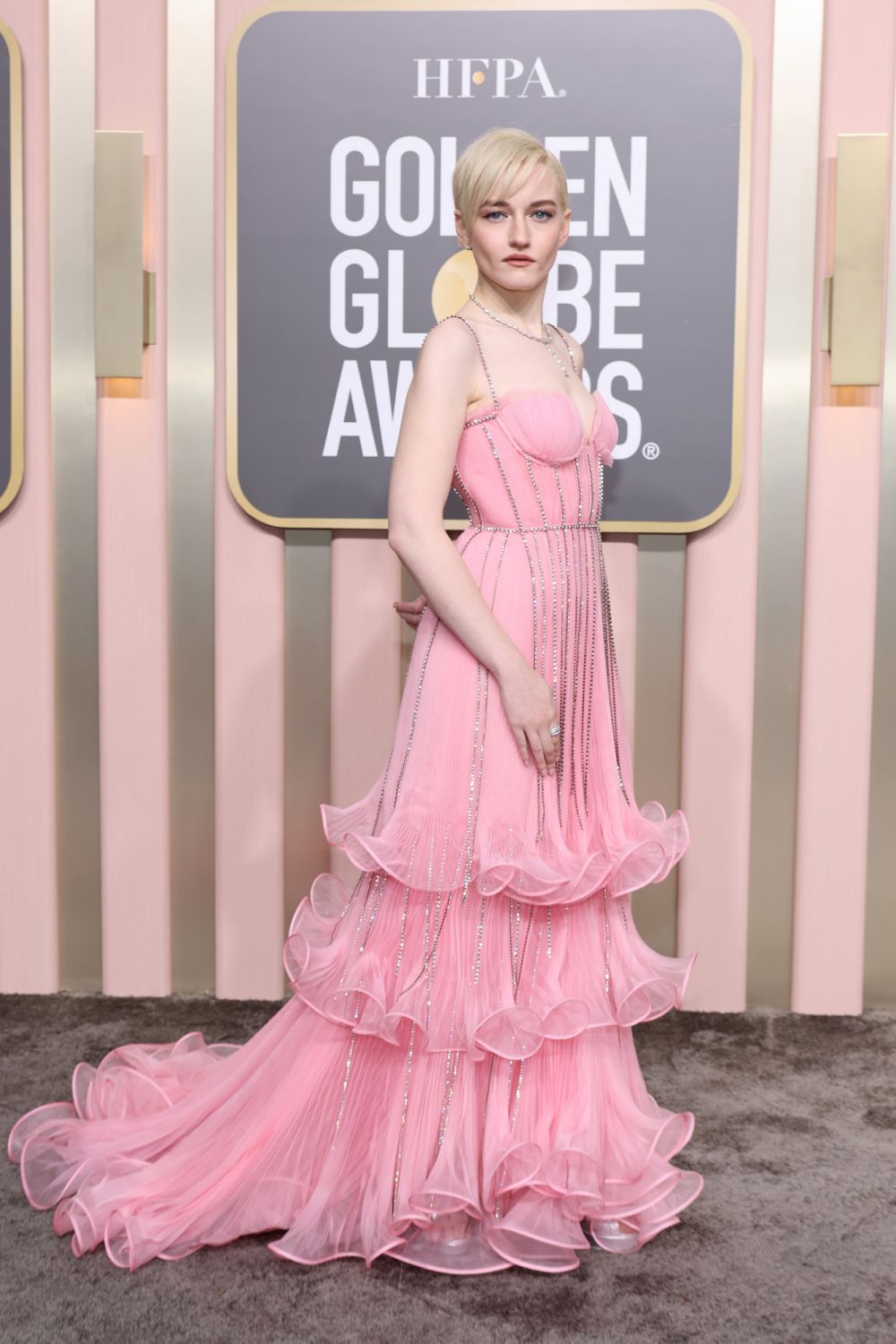 BEVERLY HILLS, CALIFORNIA - JANUARY 10: Julia Garner attends the 80th Annual Golden Globe Awards at The Beverly Hilton on January 10, 2023 in Beverly Hills, California. (Photo by Amy Sussman/Getty Images)