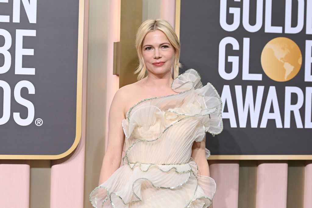 Michelle Williams at the 80th Annual Golden Globe Awards held at The Beverly Hilton on January 10, 2023 in Beverly Hills, California. (Photo by Gilbert Flores/Variety via Getty Images)