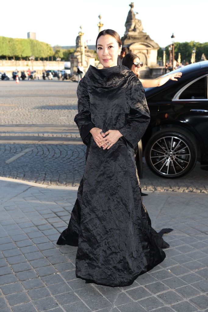 PARIS, FRANCE - JULY 06: Michelle Yeoh arrives at Hotel de la Marine on July 06, 2022 in Paris, France. (Photo by Jacopo M. Raule/Getty Images For Balenciaga)