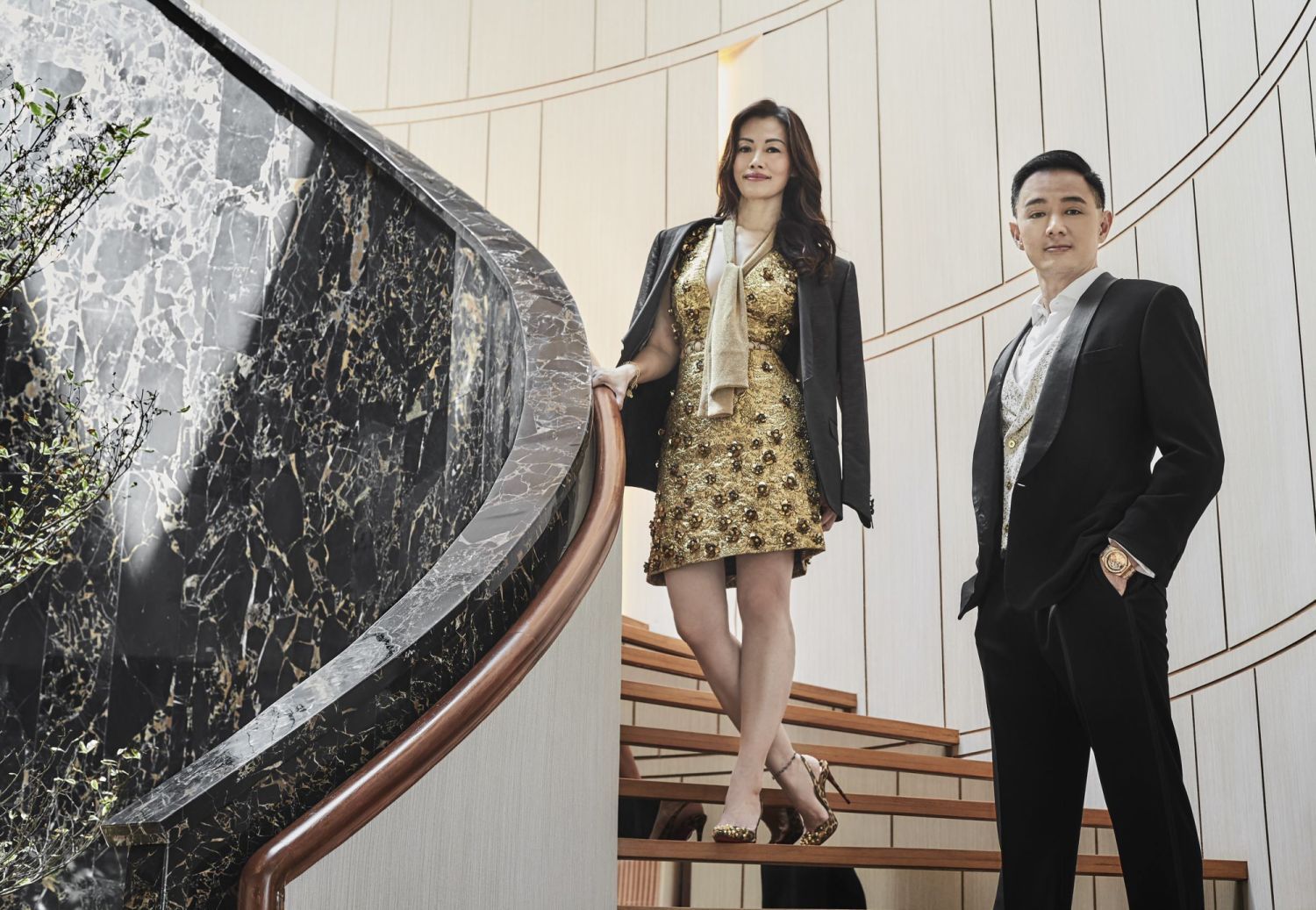 Serene Tan and Benjamin Kim, pictured at the staircase of their home in Sentosa Cove