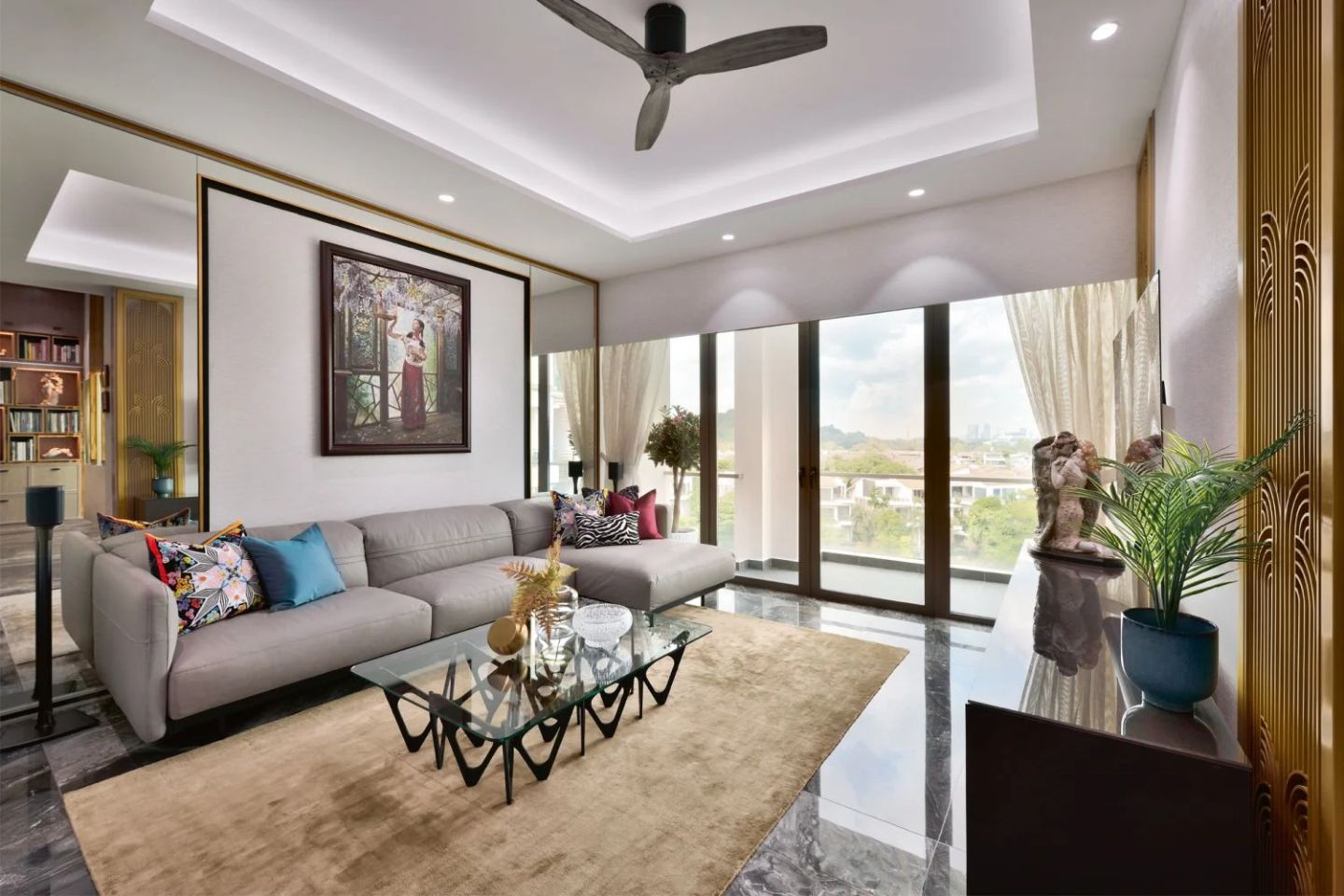 The living area features a plush Ditre Italia sofa and a stylish Zanotta coffee table (Photography: EK Yap)