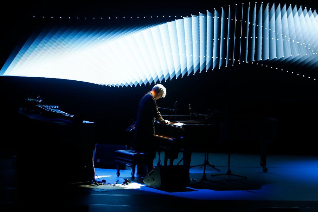 LONDON, ENGLAND - JUNE 20: Ryuichi Sakamoto performs at Barbican Centre on June 20, 2018 in London, England. (Photo by Chiaki Nozu/WireImage)