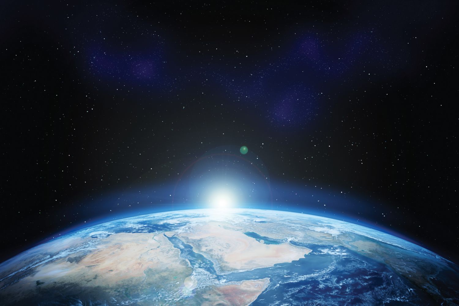 Earth with stars, digitally generated image, all graphics elements are my own design/photo.
