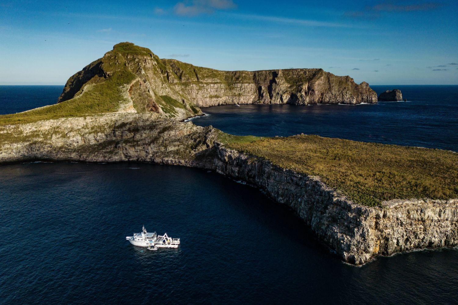 Argo, a state-of-the-art research vessel, ismoored off of Wolf Island during the MissionBlue GalÃ¡pagos expedition in 2022, led bylegendary oceanographer Sylvia Earle, RolexTestimonee and founder of Mission Blue.
