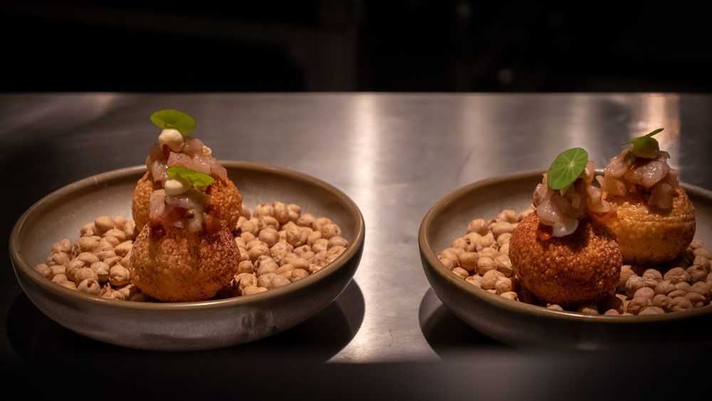 Smoked trout doughnuts