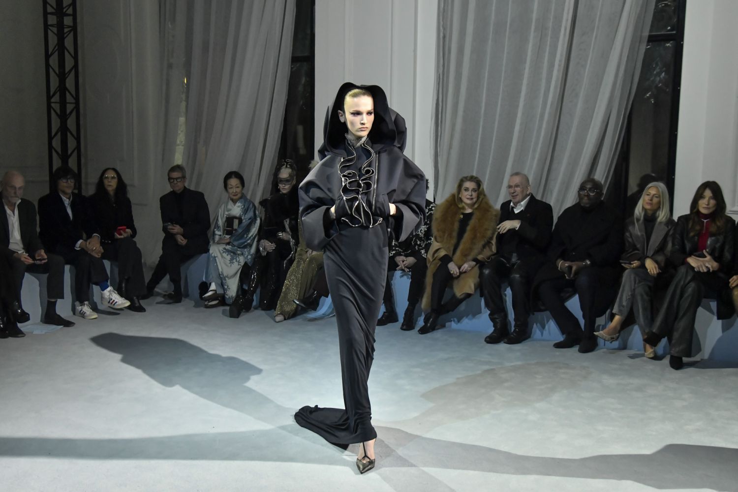 PARIS, FRANCE - JANUARY 25 : A model walks the runway during the Jean Paul Gaultier by Haider Ackermann Haute Couture Spring/Summer 2023 fashion show as part of the Paris Haute Couture Week on January 25, 2023 in Paris, France. (Photo by Victor VIRGILE/Gamma-Rapho via Getty Images)