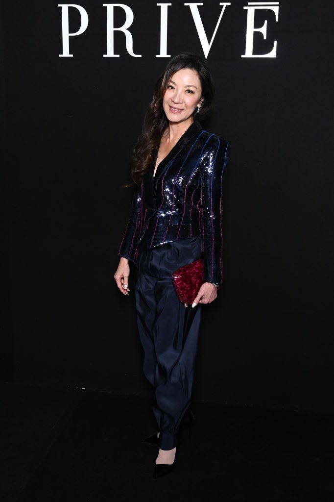 PARIS, FRANCE - JANUARY 24: (EDITORIAL USE ONLY - For Non-Editorial use please seek approval from Fashion House) Michelle Yeoh attends the Giorgio Armani Prive Haute Couture Spring Summer 2023 show as part of Paris Fashion Week on January 24, 2023 in Paris, France. (Photo by Stephane Cardinale - Corbis/Corbis via Getty Images)
