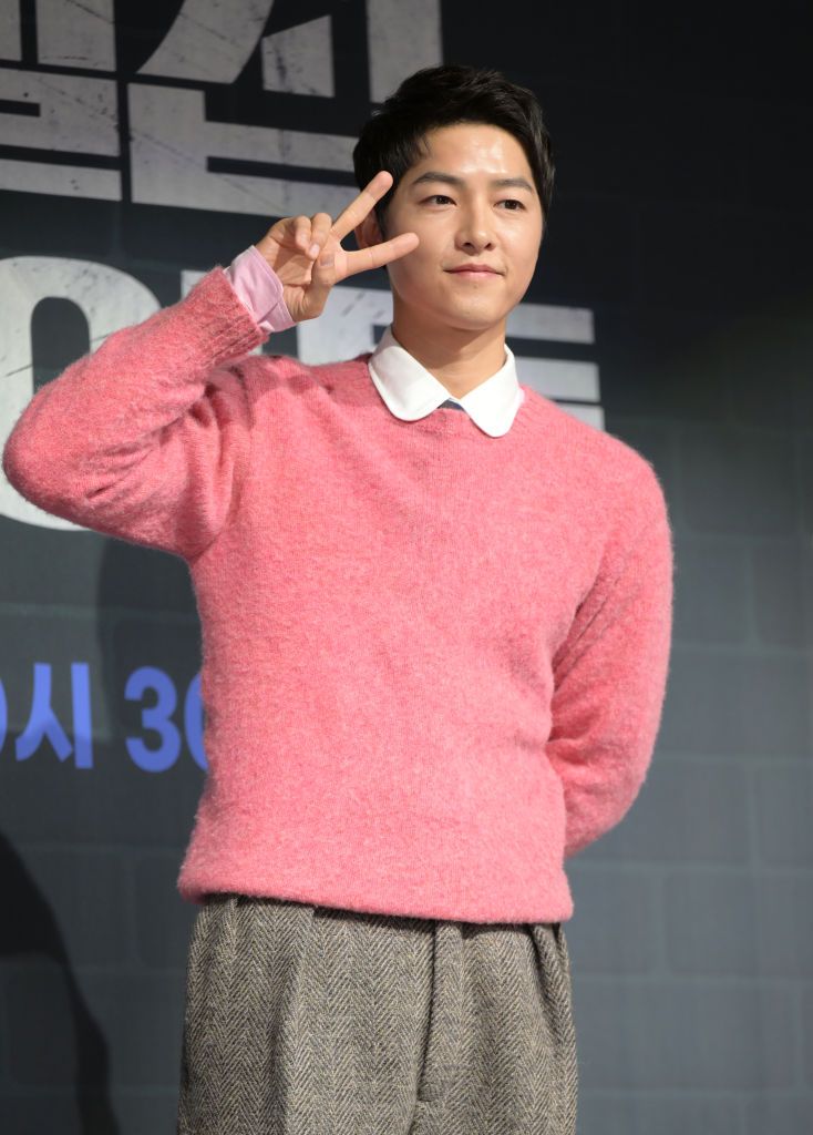 SEOUL, SOUTH KOREA - NOVEMBER 17: Korean actor Song Joong-ki during a press conference of JTBC drama 'Reborn Rich' at Fairmont Ambassador Hotel on November 17 2022 in Seoul, South Korea. (Photo by The Chosunilbo JNS/Imazins via Getty Images)