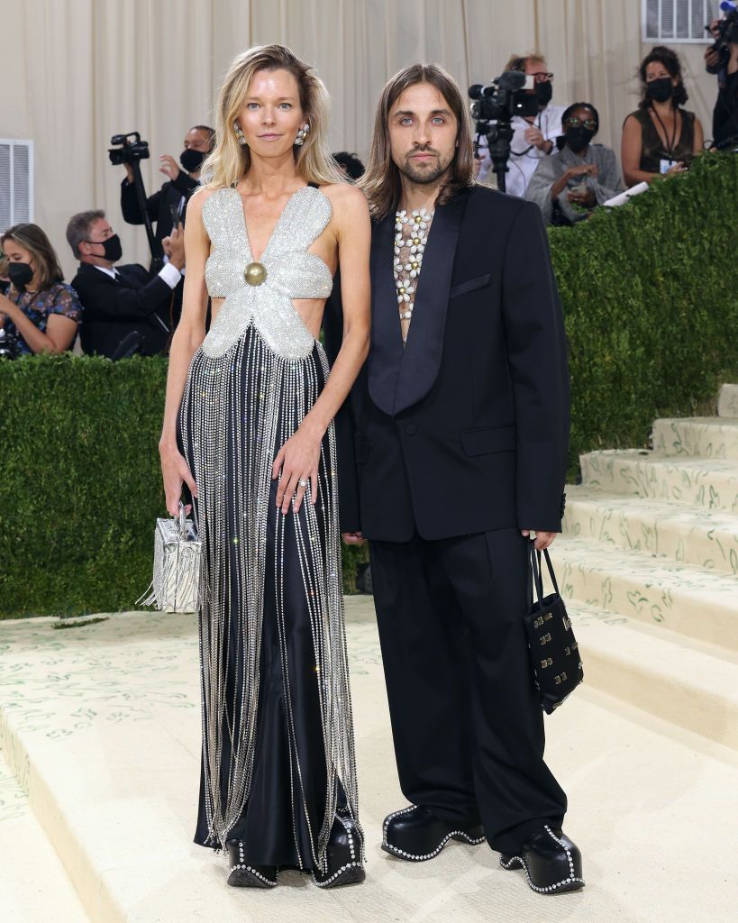 NEW YORK, NEW YORK - SEPTEMBER 13: Beckett Fogg and Piotrek Panszczyk of AREA attend the 2021 Met Gala benefit "In America: A Lexicon of Fashion" at Metropolitan Museum of Art on September 13, 2021 in New York City. (Photo by Taylor Hill/WireImage)