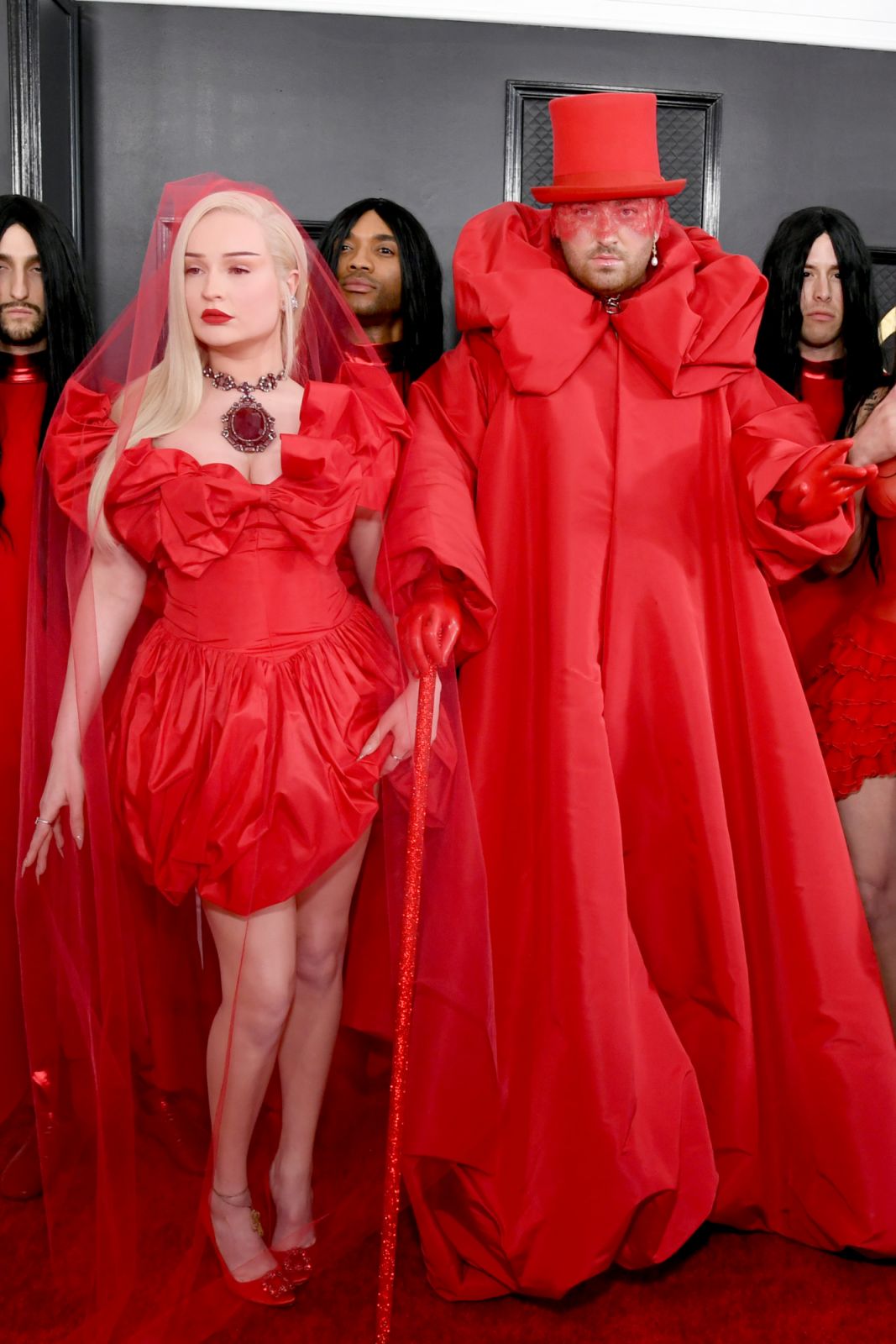 LOS ANGELES, CALIFORNIA - FEBRUARY 05: (FOR EDITORIAL USE ONLY) Kim Petras and Sam Smith attend the 65th GRAMMY Awards on February 05, 2023 in Los Angeles, California. (Photo by Jon Kopaloff/WireImage)
