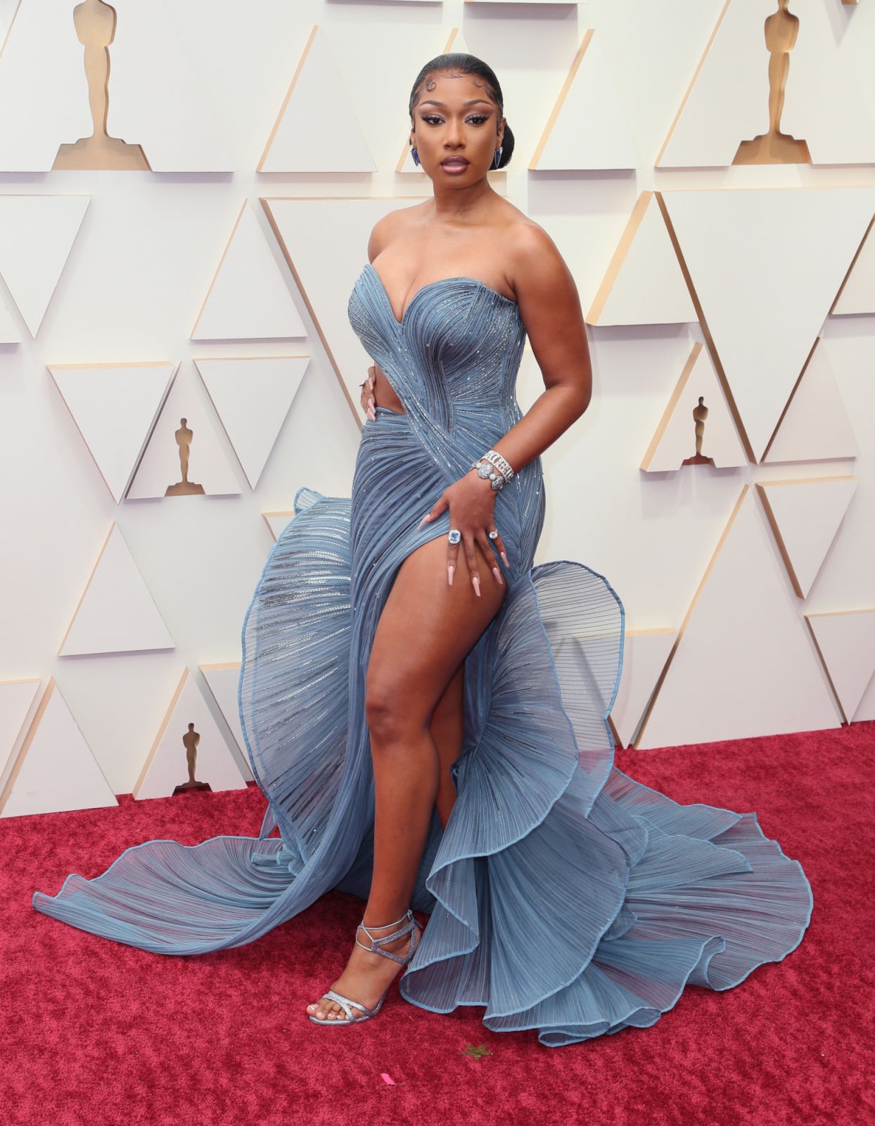 HOLLYWOOD, CALIFORNIA - MARCH 27: Megan Thee Stallion attends the 94th Annual Academy Awards at Hollywood and Highland on March 27, 2022 in Hollywood, California. (Photo by David Livingston/Getty Images)