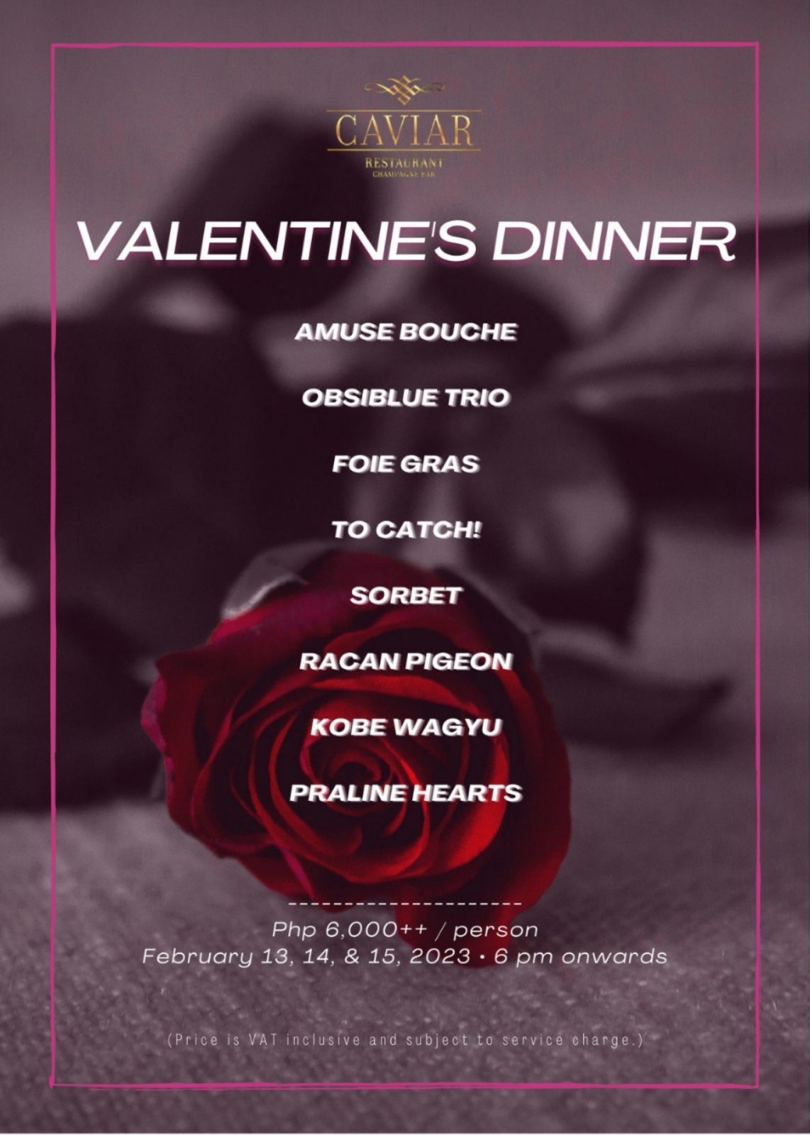 Valentine’s Day 2023 Menus Caviar