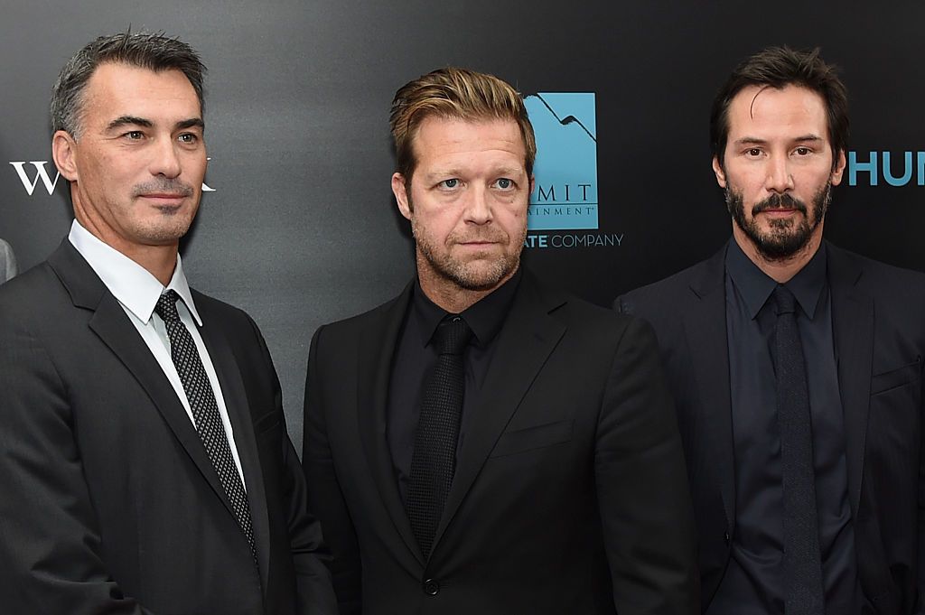 NEW YORK, NY - OCTOBER 13: (L-R) Directors Chad Stahelski and David Leitch, and actor Keanu Reeves attend the "John Wick" New York Premiere at Regal Union Square Theatre, Stadium 14 on October 13, 2014 in New York City. (Photo by Jamie McCarthy/Getty Images)