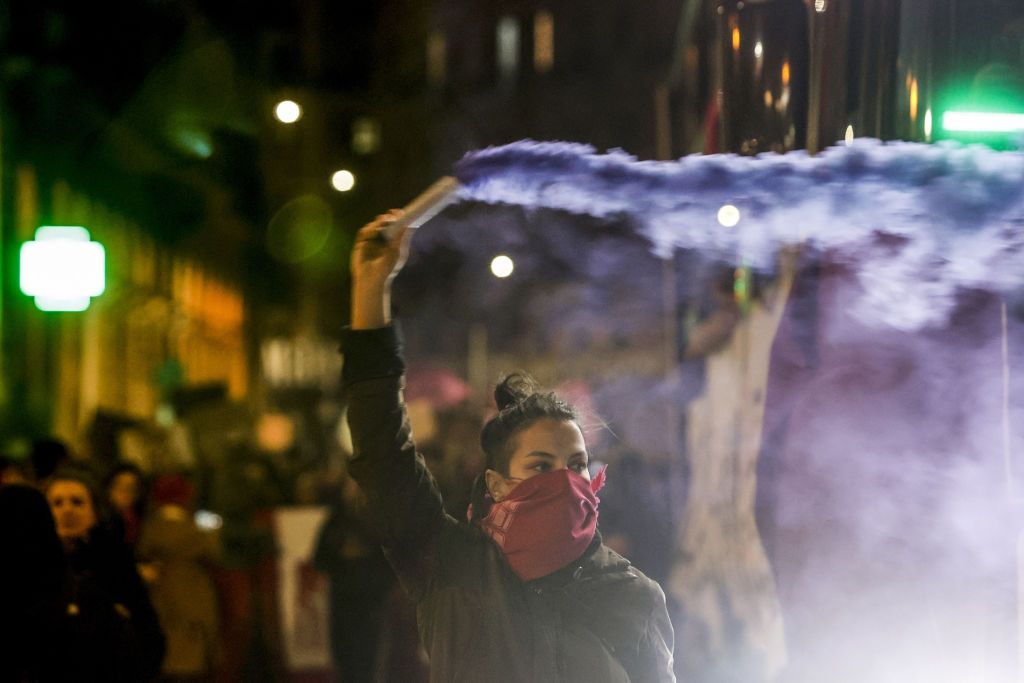 ROME, ITALY, NOVEMBER 26: Participants attend a demonstration against male violence on women in Rome, Italy, on November 26, 2022, on the occasion of the UNÃs international day for the elimination of violence against women, which is celebrated on November 25. (Photo by Riccardo De Luca/Anadolu Agency via Getty Images)