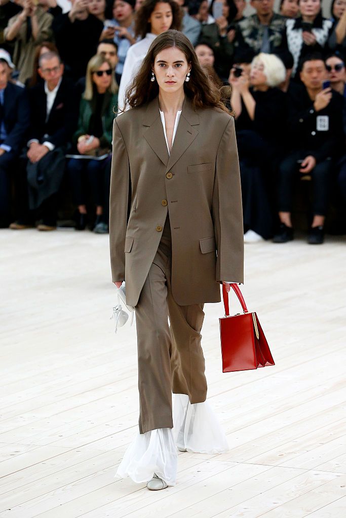 PARIS, FRANCE - OCTOBER 2: A model walks the runway during the Celine designed by Phoebe Philo show as part of the Paris Fashion Week Womenswear Spring/Summer 2017 on October 2, 2016 in Paris, France. (Photo by Estrop/Getty Images)