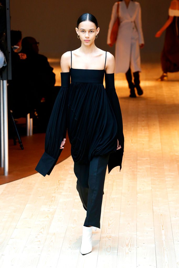 PARIS, FRANCE - MARCH 5: A model walks the runway during the Celine designed by Phoebe Philo show as part of the Paris Fashion Week Womenswear Fall/Winter 2017/2018 on March 5, 2017 in Paris, France. (Photo by Estrop/Getty Images)