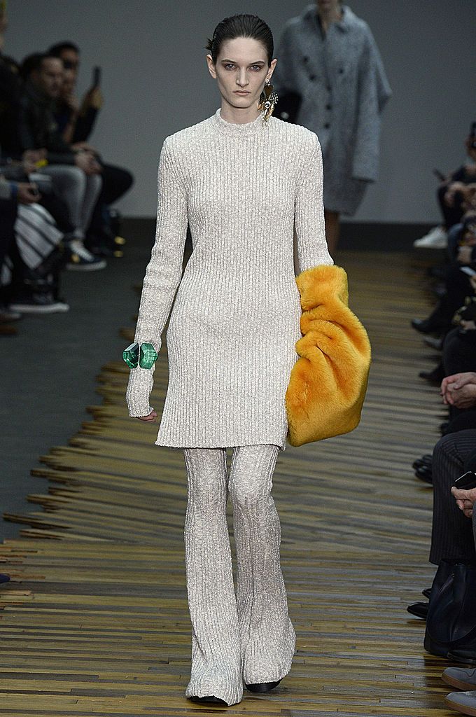 PARIS, FRANCE - MARCH 02: A model walks the runway at the Celine Autumn Winter 2014 fashion show during Paris Fashion Week on March 2, 2014 in Paris, France. (Photo by Catwalking/Getty Images)
