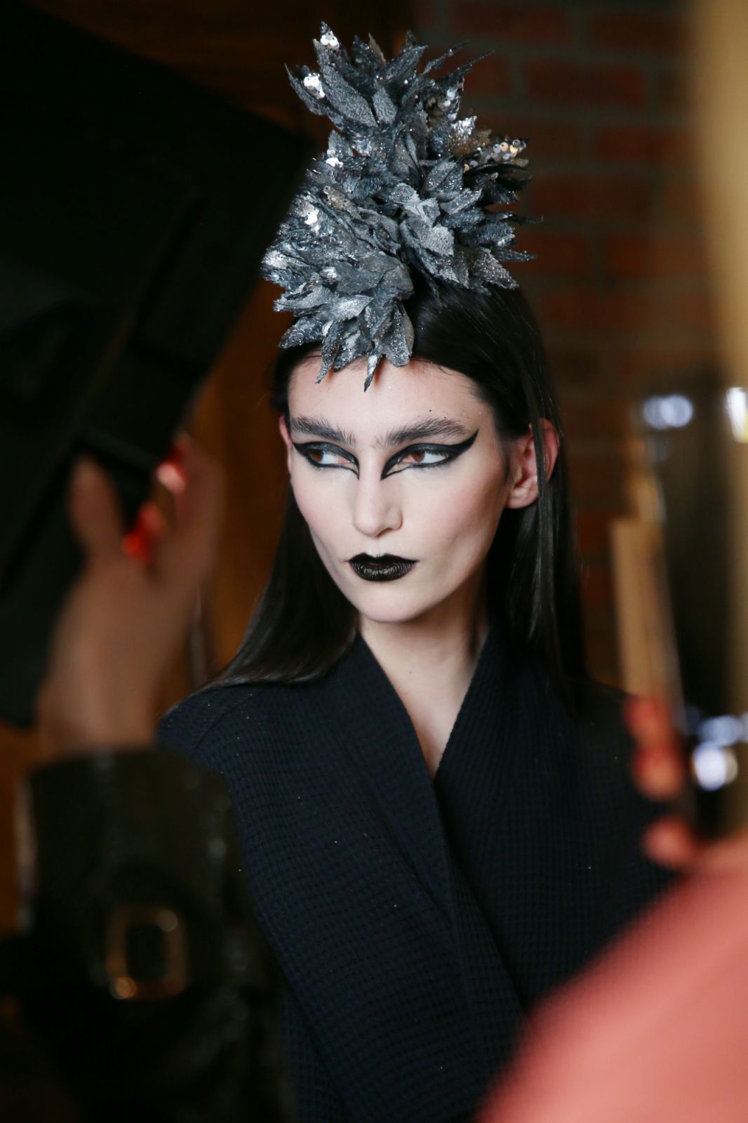 Models are seen backstage at Rodarte Fall 2023 Ready To Wear Runway Show at the Williamsburg Savings Bank on February 10, 2023 in Brooklyn, New York. (Photo by Lexie Moreland/WWD via Getty Images)