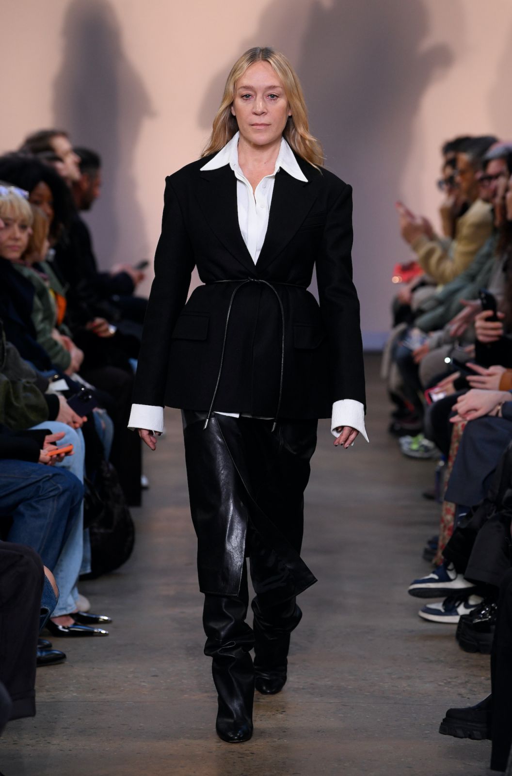 Chloë Sevigny on the runway at Proenza Schouler Fall 2023 Ready To Wear Fashion show at Chelsea Factory on February 11, 2023 in New York City. (Photo by Giovanni Giannoni/WWD via Getty Images)