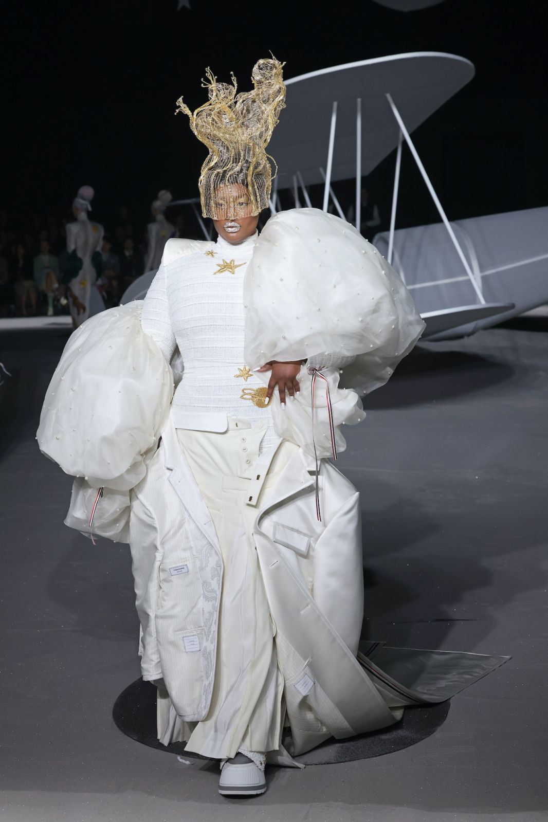NEW YORK, NEW YORK - FEBRUARY 14: A model walks the runway during the Thom Browne Fall 2023 women's and men's New York Fashion Week show on February 14, 2023 at The Shed in New York City. (Photo by Taylor Hill/WireImage)