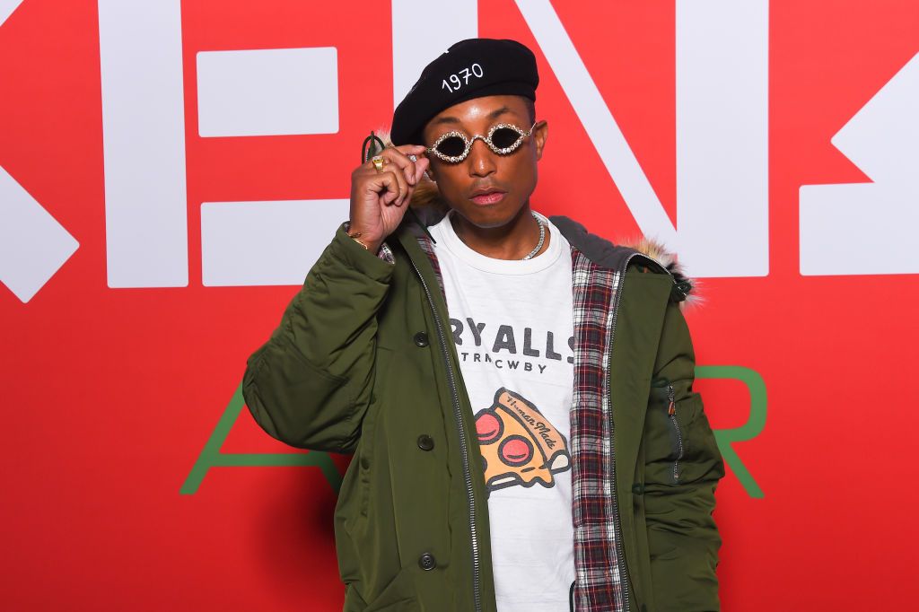 PARIS, FRANCE - JANUARY 23: (EDITORIAL USE ONLY - For Non-Editorial use please seek approval from Fashion House) Pharrell Williams attends the Kenzo Fall/Winter 2022/2023 show as part of Paris Fashion Week on January 23, 2022 in Paris, France. (Photo by Stephane Cardinale - Corbis/Corbis via Getty Images)