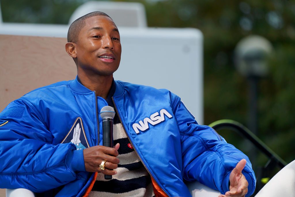 NORFOLK, VIRGINIA - OCTOBER 28: Pharrell Williams speaks onstage for Panel 1 "Who We've Been" as Pharrell Williams holds forum at Norfolk State University to discuss full potential of the cities of Virginia Beach and Norfolk in his home state of Virginia at Norfolk State University on October 28, 2021 in Norfolk, Virginia. (Photo by Leigh Vogel/Getty Images for Pharrell Williams )