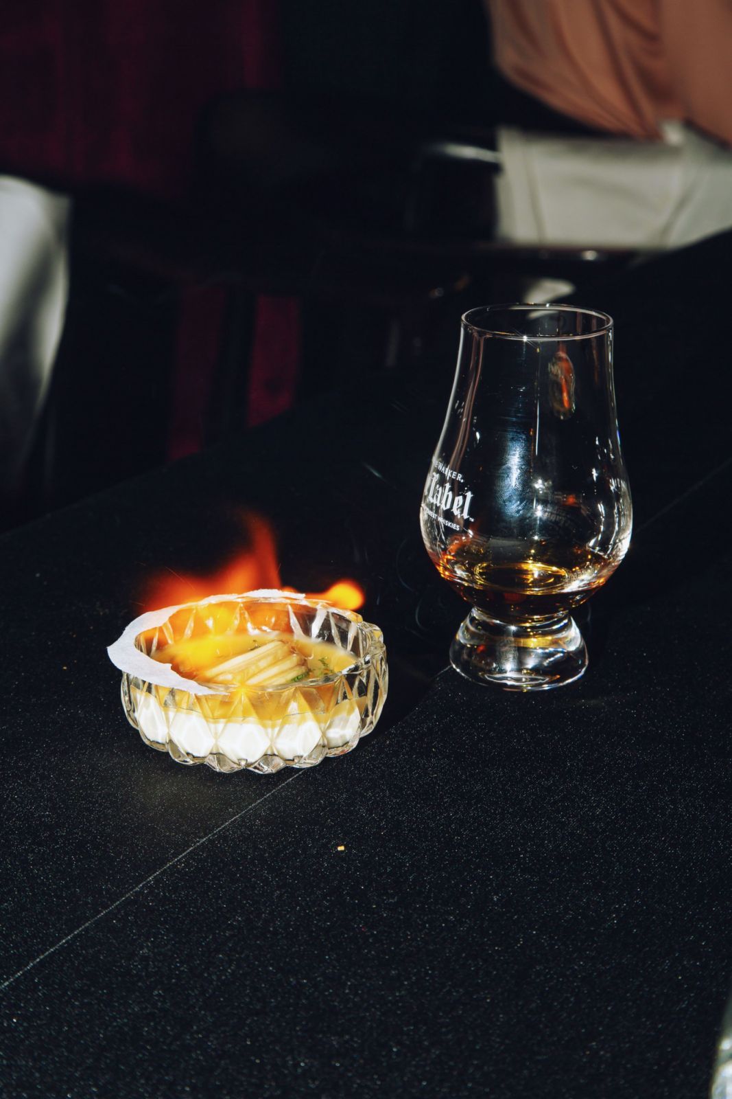 The abalone course was a fiery display and served alongside Johnnie Walker's Bicentennial Blend