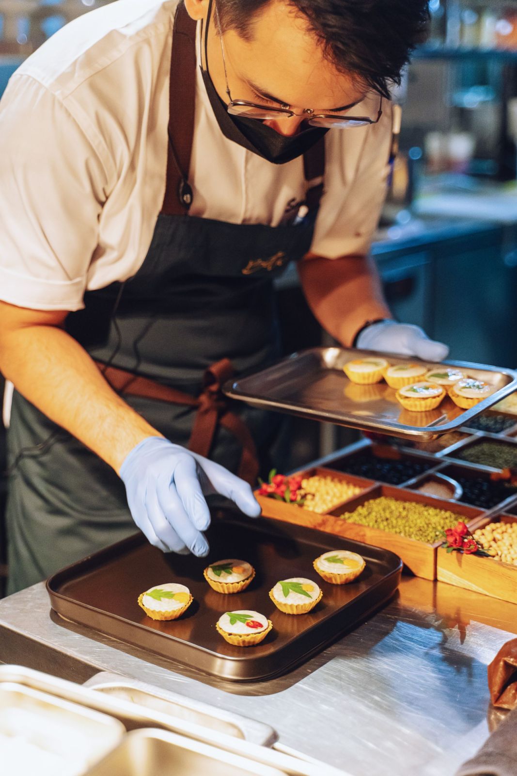 Vegetarian canapés being prepared