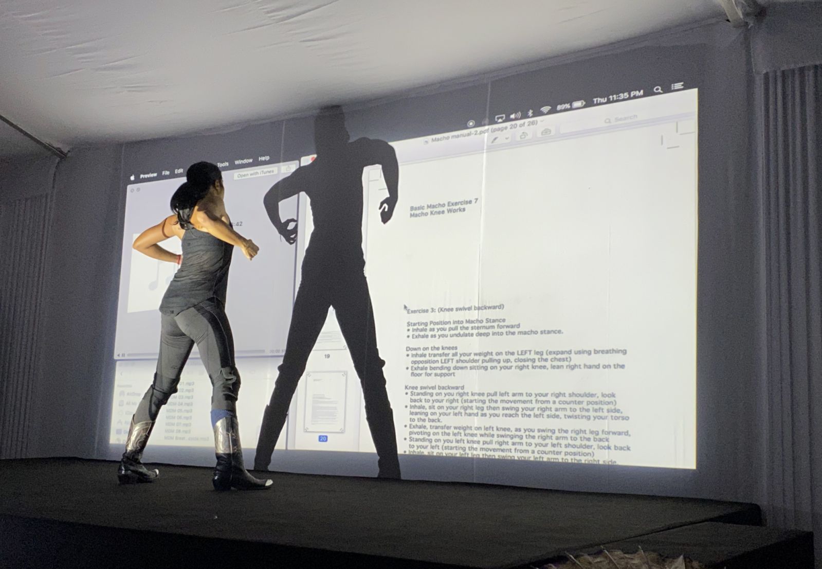 Eisa Jocson performing a macho dance exercise for Corponomy.