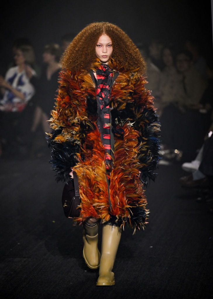 LONDON, ENGLAND - FEBRUARY 20: A model walks the runway at the Burberry show during London Fashion Week February 2023 in Kennington Park on February 20, 2023 in London, England. (Photo by Karwai Tang/WireImage)