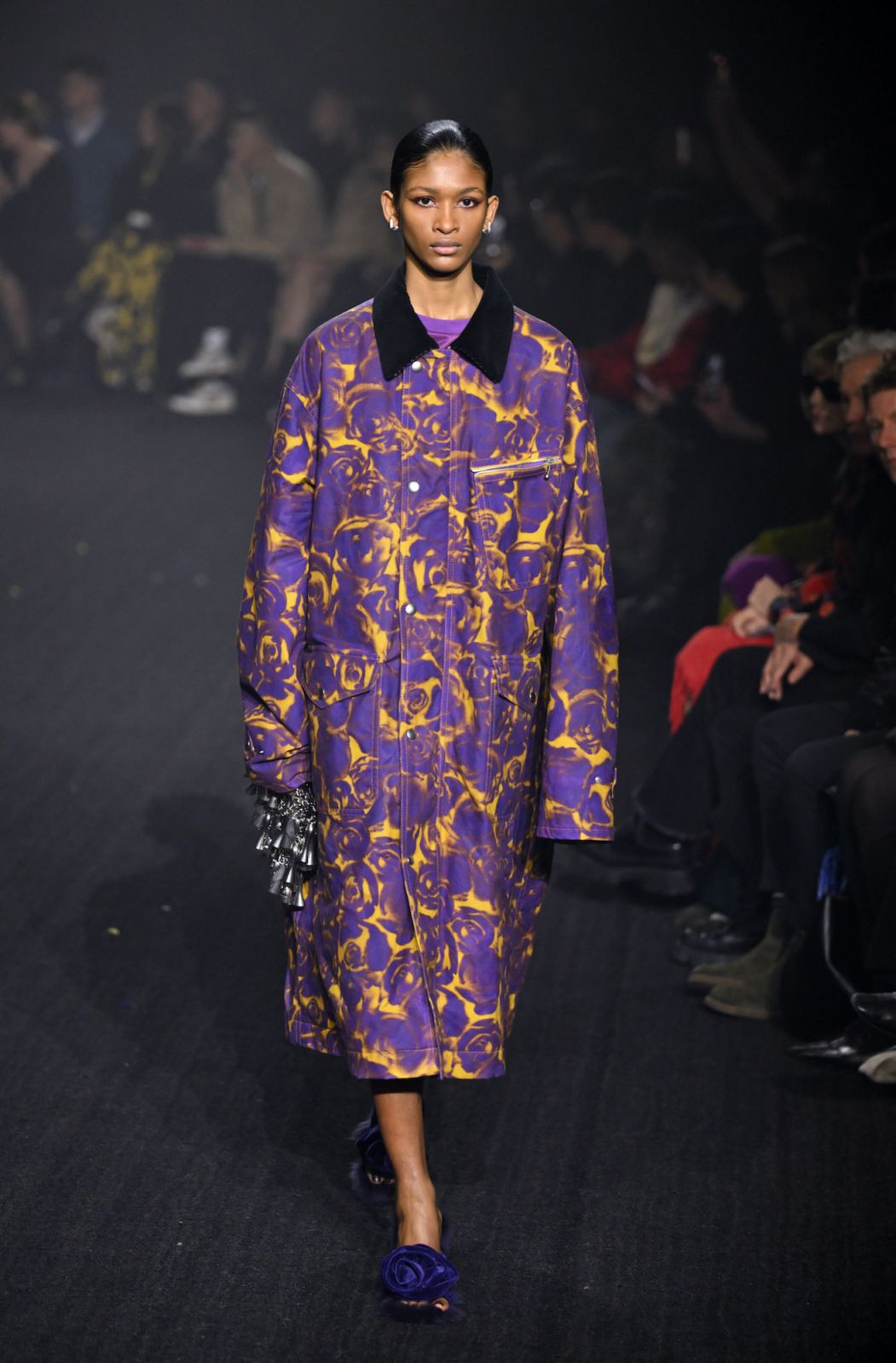 LONDON, ENGLAND - FEBRUARY 20: A model walks the runway at the Burberry show during London Fashion Week February 2023 in Kennington Park on February 20, 2023 in London, England. (Photo by Karwai Tang/WireImage)