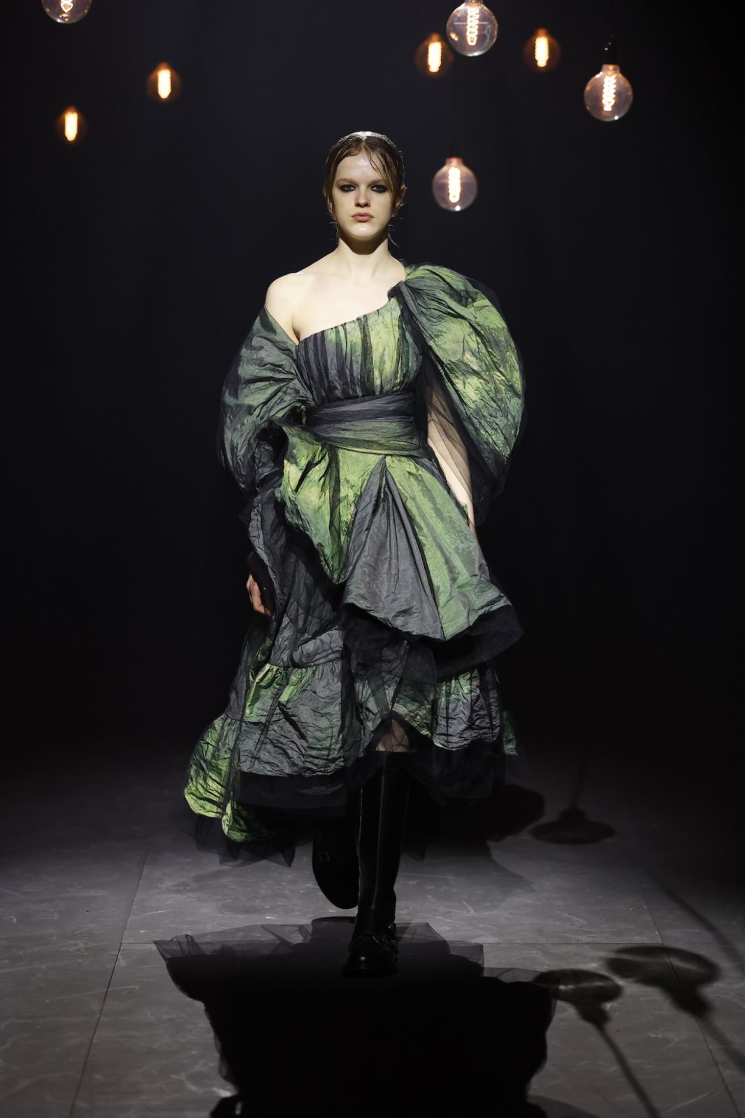 Model on the runway at Erdem Fall 2023 Ready To Wear Fashion Show on February 19, 2023 at Sadler's Wells Theatre in London, England. (Photo by Aitor Rosas Sune/WWD via Getty Images)