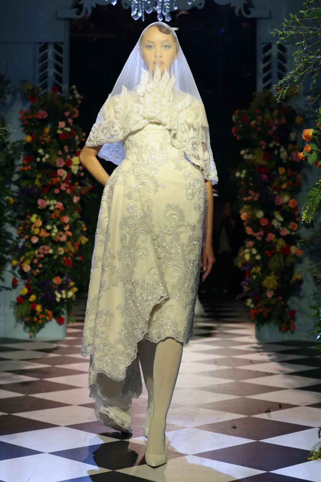 LONDON, ENGLAND - FEBRUARY 18: A model walks the runway at the Richard Quinn show during London Fashion Week February 2023 on February 18, 2023 in London, England. (Photo by Luke Walker/BFC/Getty Images)