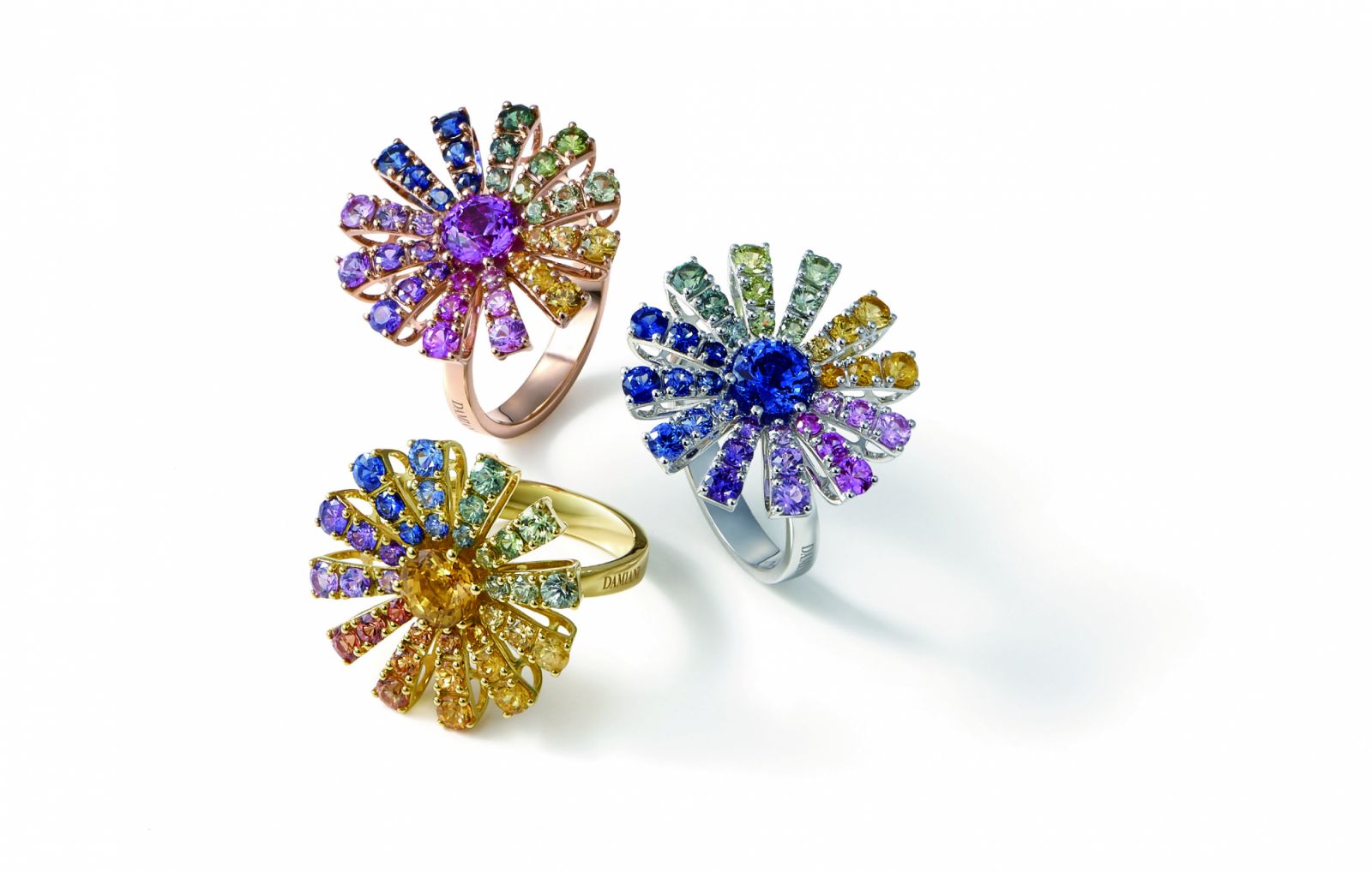 DAMIANI Margherita 瑪格麗塔彩虹戒指。
