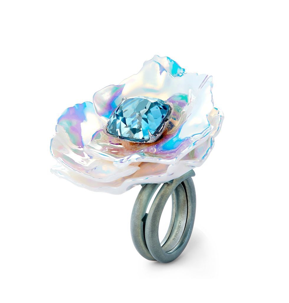 三月誕生石 Boucheron Holographique海水藍寶全息技術處理陶瓷戒指