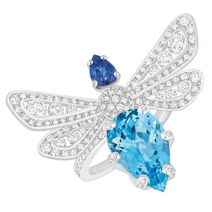 Chaumet 蜜蜂造型海水藍寶與藍寶石鑲鑽戒指