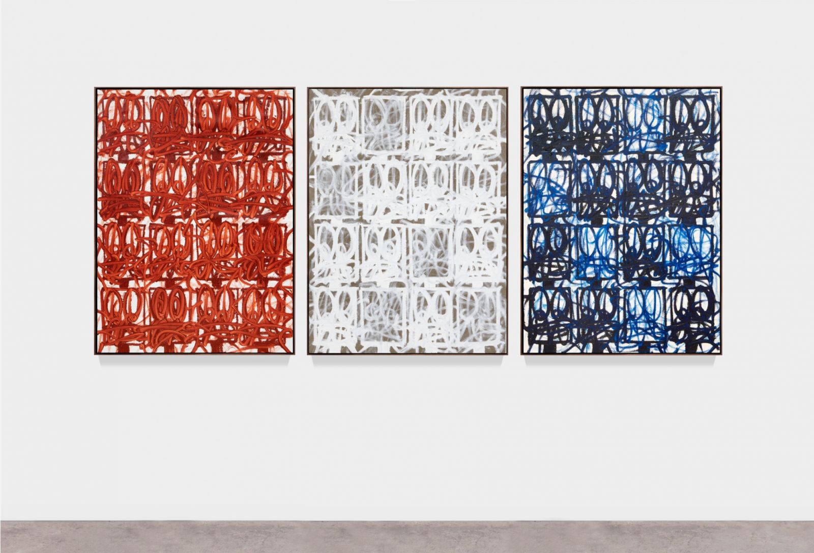Paintings from the artists Anxious, Surrender, and Bruise series (Photo: courtesy of the artist and Hauser & Wirth)