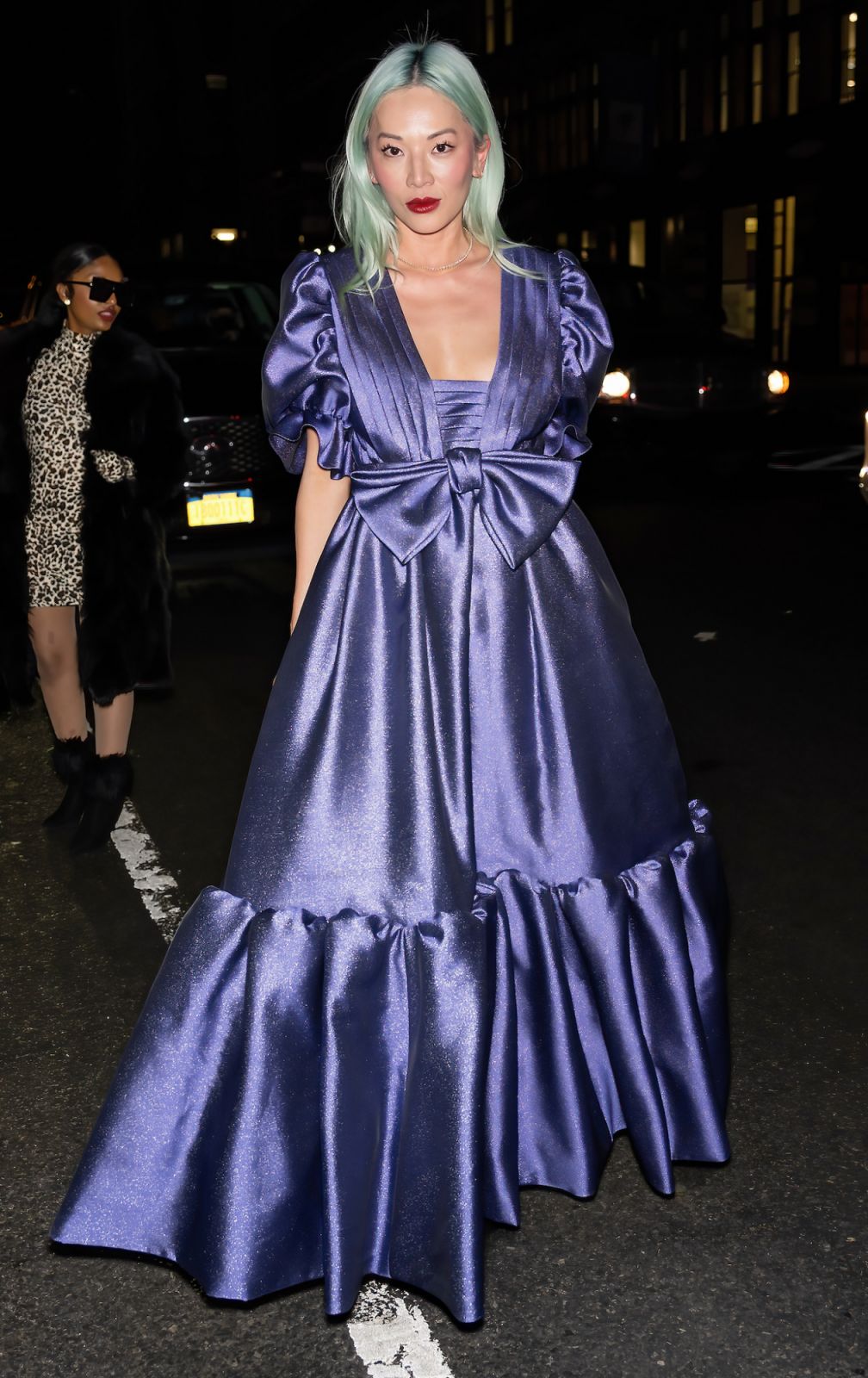 NEW YORK, NEW YORK - FEBRUARY 09: Tina Leung is seen arriving to the Viktor and Rolf Flowerbomb Party at Jean's in the East Village on February 09, 2023 in New York City. (Photo by Gilbert Carrasquillo/GC Images)