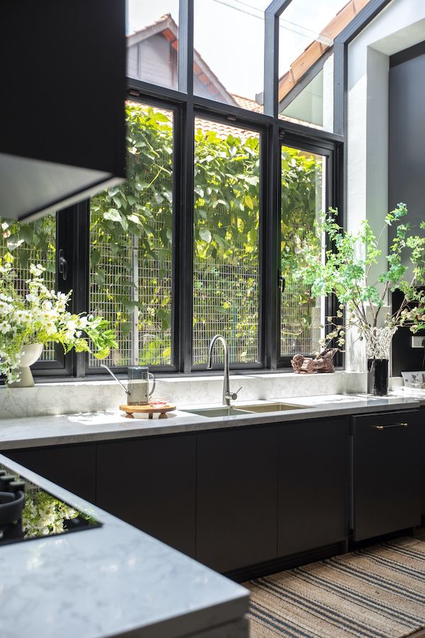 Natural light enlivens the kitchen