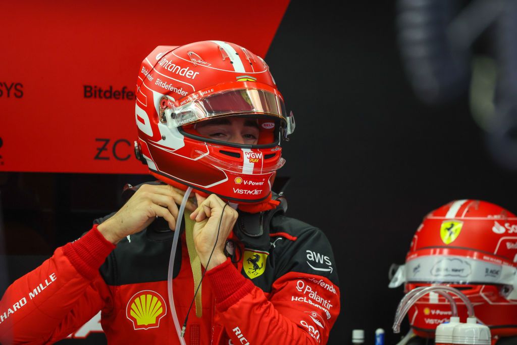 Charles Leclerc is preparing in his Ferrari Box before the race of the Formula 1 Gulf Air Bahrain Grand Prix on March 5, 2023 in Sakhir, Bahrain.