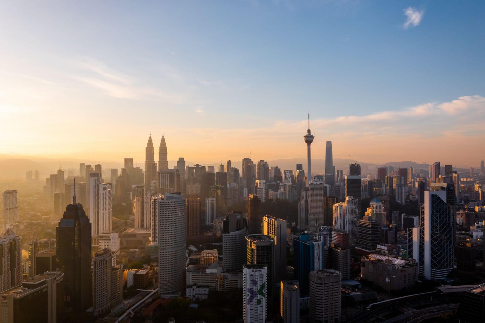 Panorama aerial view of Kuala Lumpur skyline