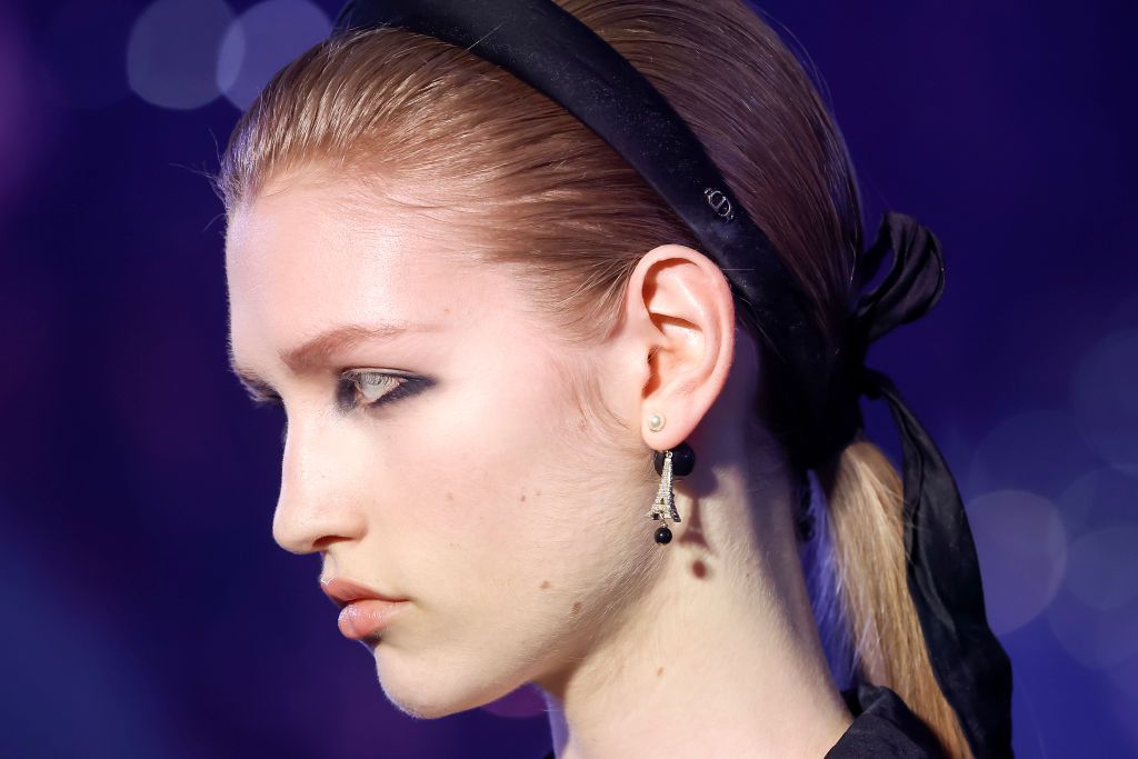 (EDITORIAL USE ONLY - For Non-Editorial use please seek approval from Fashion House) Jewerly detail during the Christian Dior Womenswear Fall Winter 2023-2024 show as part of Paris Fashion Week on February 28, 2023 in Paris, France. (Photo by Estrop/Getty Images)