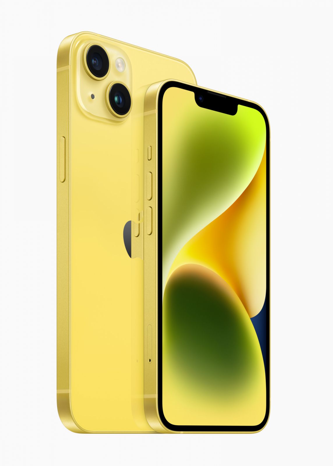全新 iPhone 14 和 iPhone 14 Plus 的新色「黃色」。(Photo via Apple)