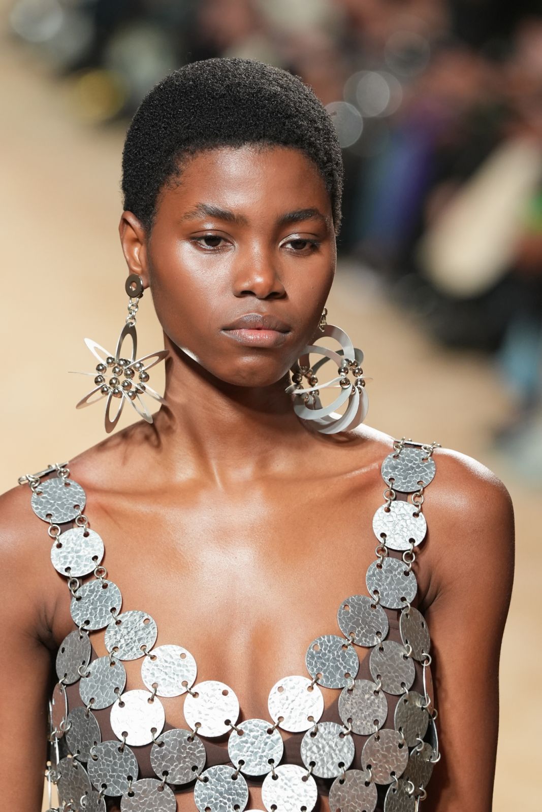 PARIS, FRANCE - MARCH 01: (EDITORIAL USE ONLY - For Non-Editorial use please seek approval from Fashion House) A model walks the runway during the Paco Rabanne Womenswear Fall Winter 2023-2024 show as part of Paris Fashion Week on March 01, 2023 in Paris, France. (Photo by Francois Durand/Getty Images)