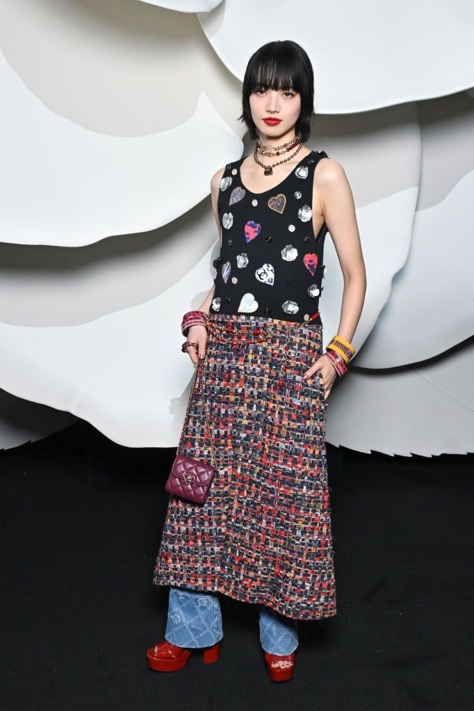PARIS, FRANCE - MARCH 07: (EDITORIAL USE ONLY - For Non-Editorial use please seek approval from Fashion House) Nana Komatsu attends the     Chanel Womenswear Fall Winter 2023-2024 show as part of Paris Fashion Week  on March 07, 2023 in Paris, France. (Photo by Stephane Cardinale - Corbis/Corbis via Getty Images)