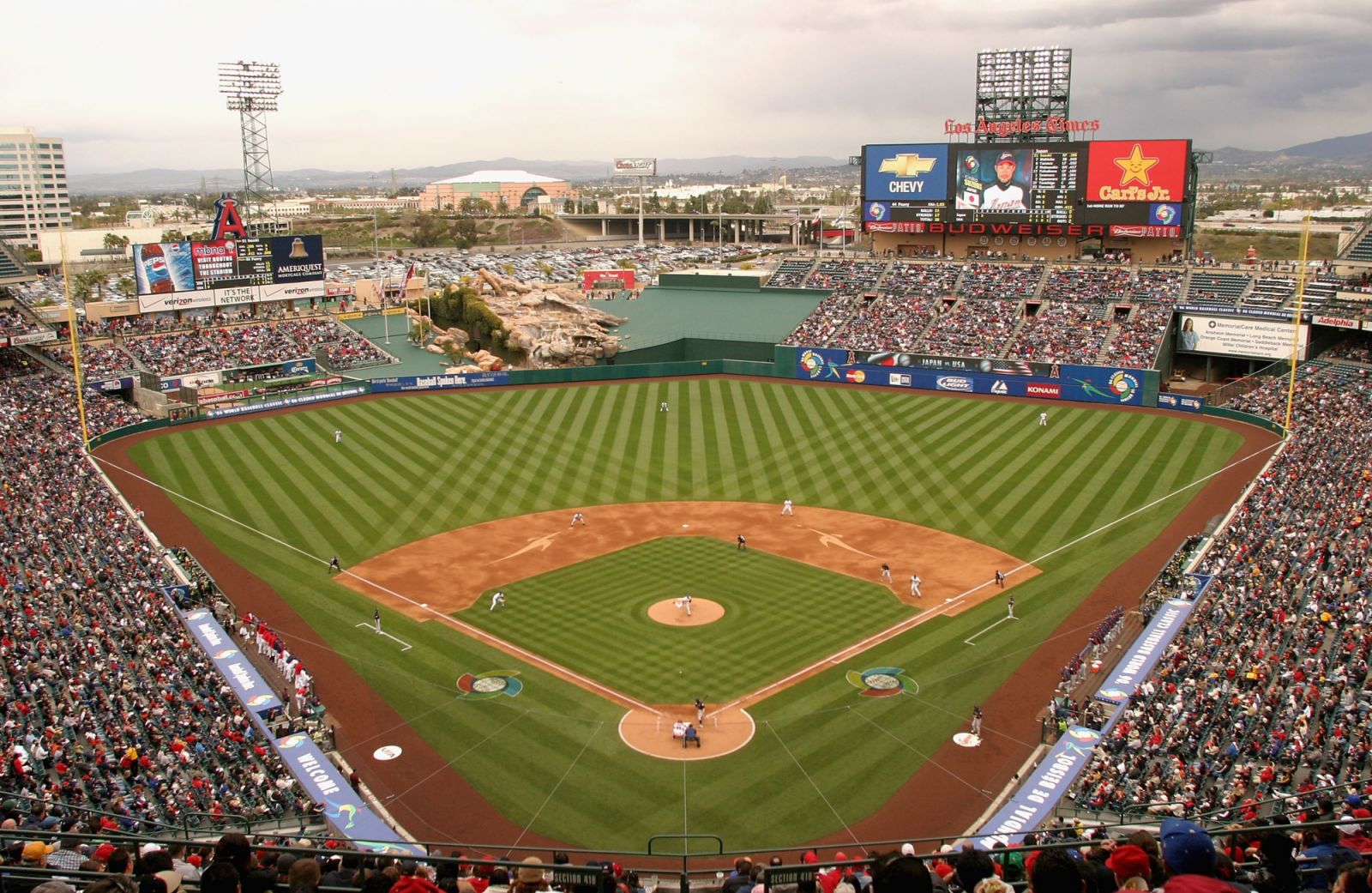 ANAHEIM, CA  - MARCH 12:  General view of Angel Stadium as Ichiro Suzuki #51 of Team Japan bats against Team USA during the Round 2 Pool 2 Game of the World Baseball Classic at Angel Stadium on March 12, 2006 in Anaheim, California.  (Photo by Christian Petersen/Getty Images)