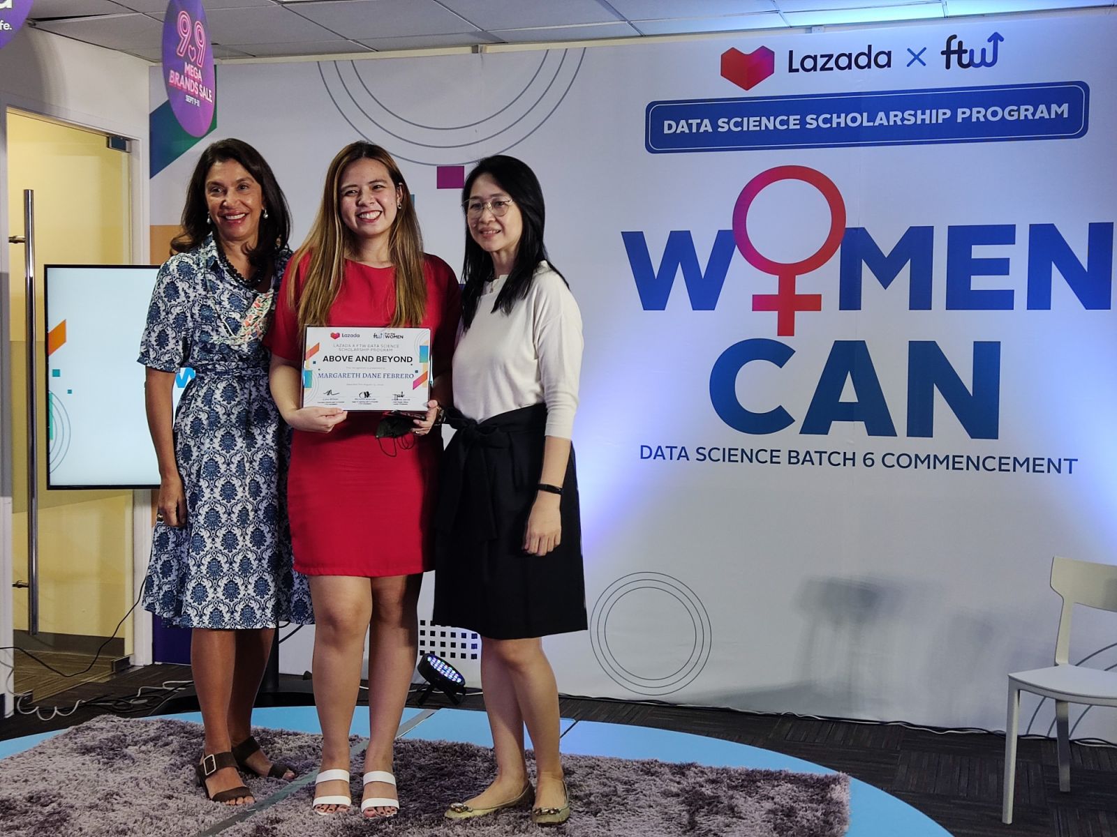 FTW Founders Cara Wilson and Margareth Febrero-Lim with FTW B6 Above and Beyond awardee, Michelle Alarcon (Courtesy of FTW)