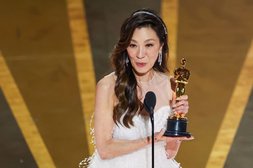 HOLLYWOOD, CA - MARCH 12: Michelle Yeoh accepts the award for Actress in a Leading Role at the 95th Academy Awards in the Dolby Theatre on March 12, 2023 in Hollywood, California. (Myung J. Chun / Los Angeles Times via Getty Images)