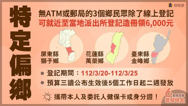 6000普發偏鄉地區登記辦法。(Photo:財政部提供)